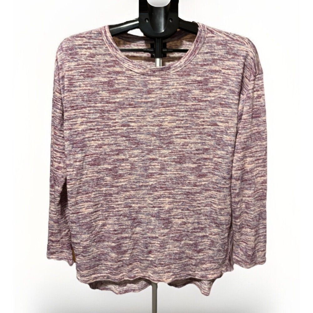 BOBEAU Long Lightweight Sweater Size‎ M Dark Pink w/ Purple Long Sleeves Soft